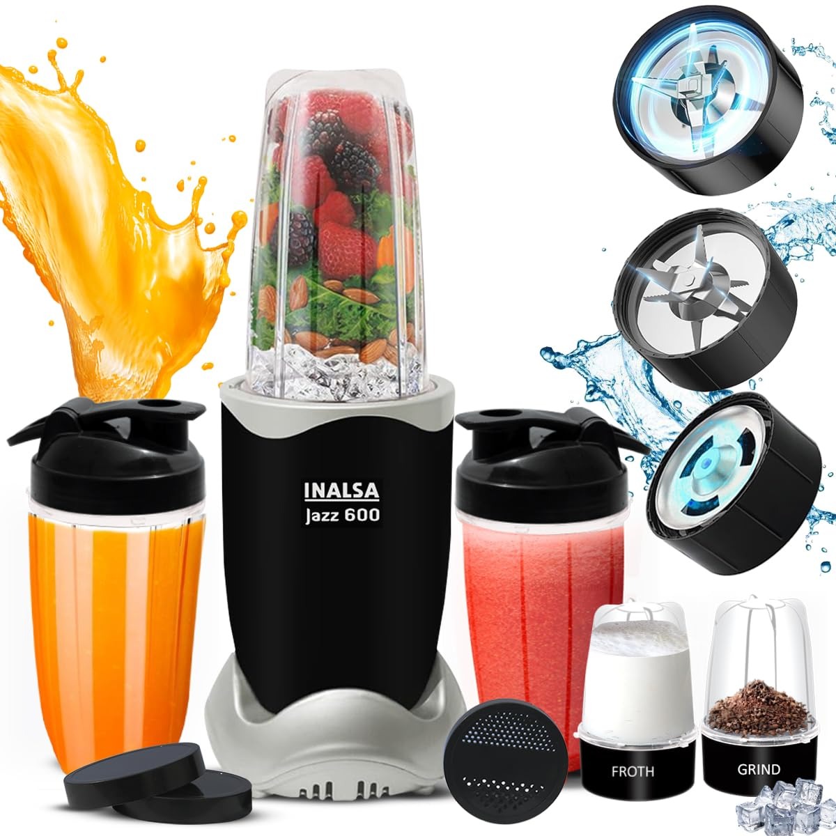 INALSA Blender Mixer Grinder|5 Jar & 600 W Copper Motor