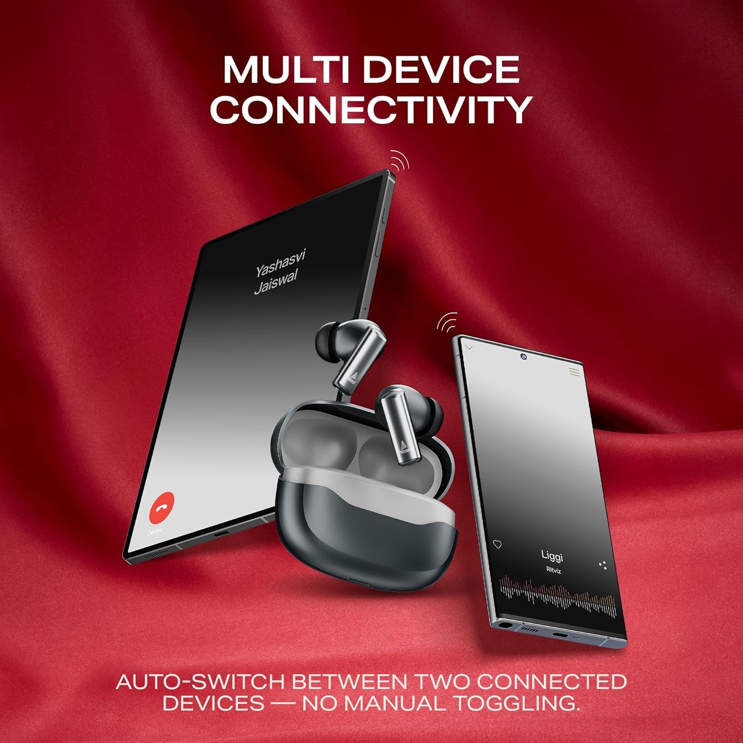 boAt Airdopes Prime 701 ANC (2025 Launch),46dB Hybrid ANC, 50Hr Battery, Real Spatial Audio,Multidevice Connect,App Support, Bluetooth Earbuds, TWS Ear Buds Wireless Earphones with mic (Obsidian Grey)