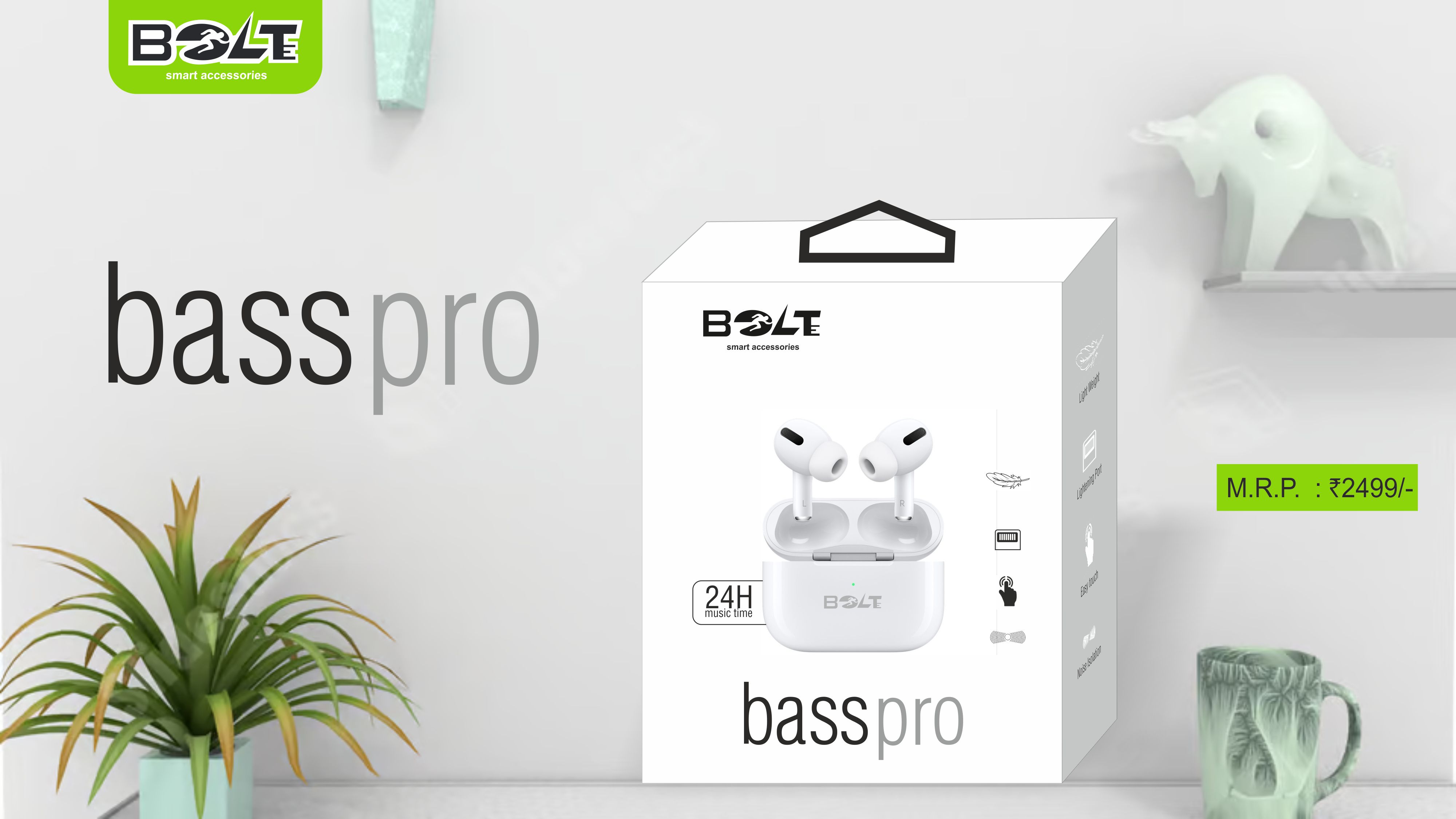 BOLTE BEB-03 BassPro Wireless Earbuds with 24H Music Time